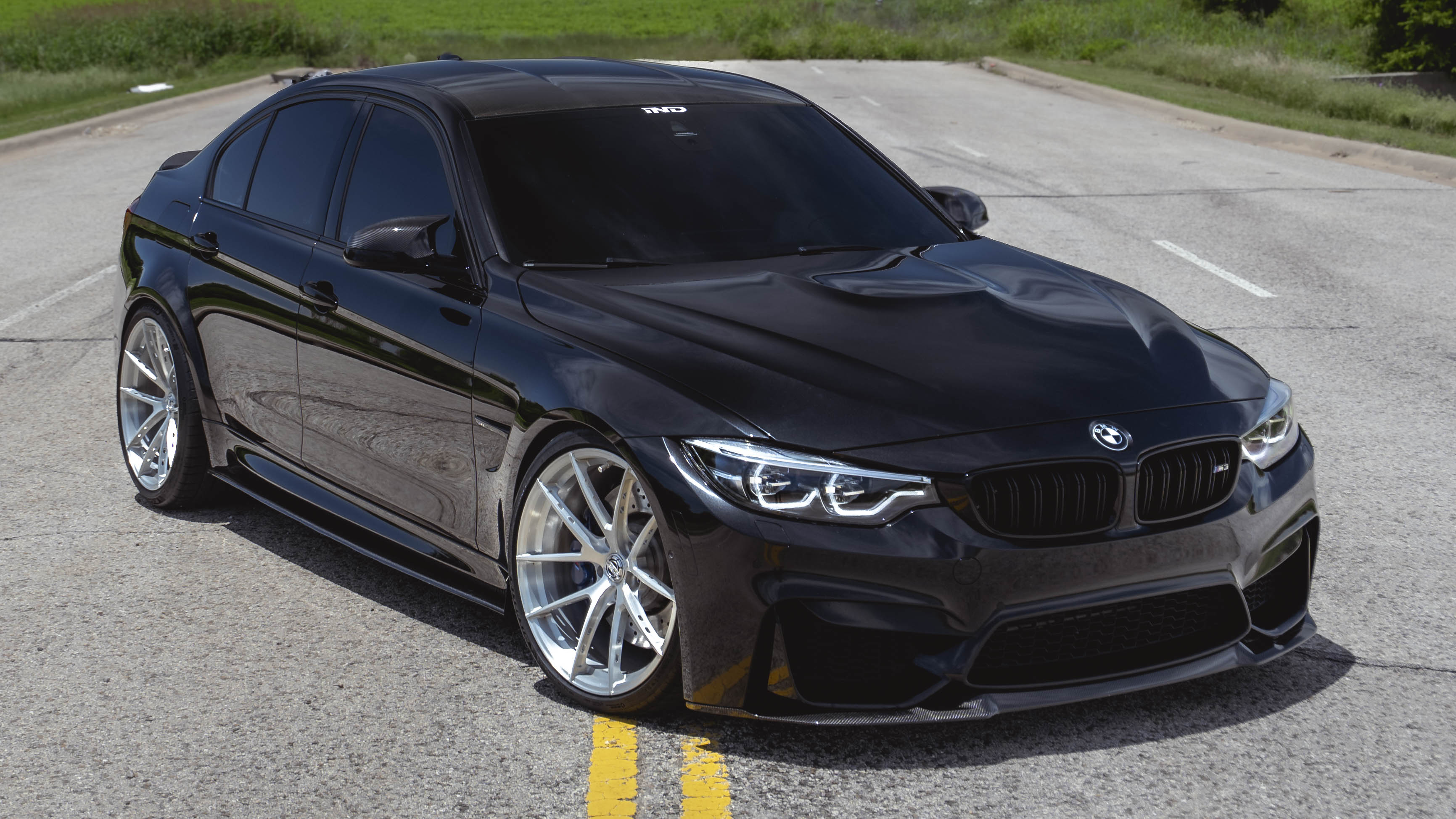 BMW M3 with Motivo Forged MB-K custom wheels in gloss brushed clear finish side view