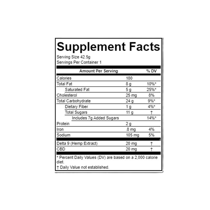 Andys THC Oatmeal Raisin Cookie Nutrition Facts
