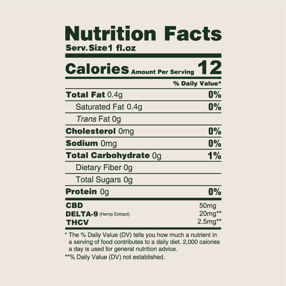 Nano Delta-9 THC Shot Nutrition Facts