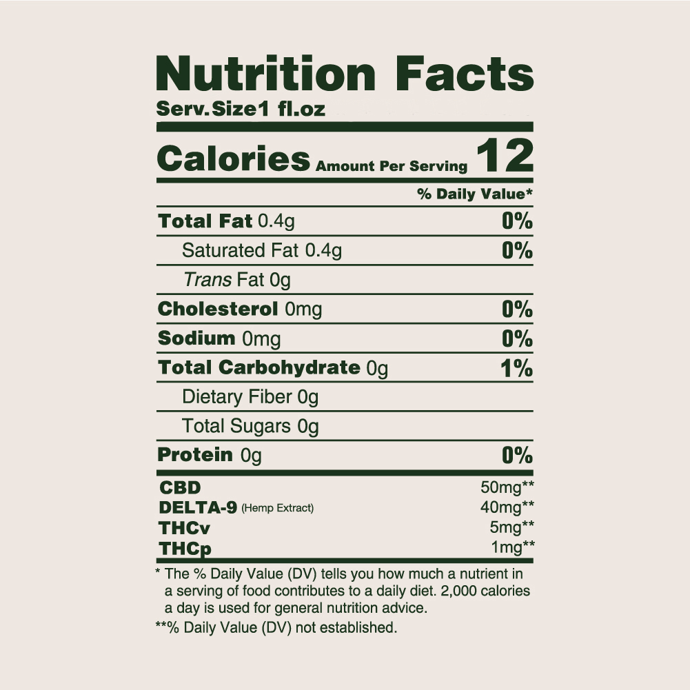 Hero Dose Nano Delta-9 THC Shot Nutrition Facts