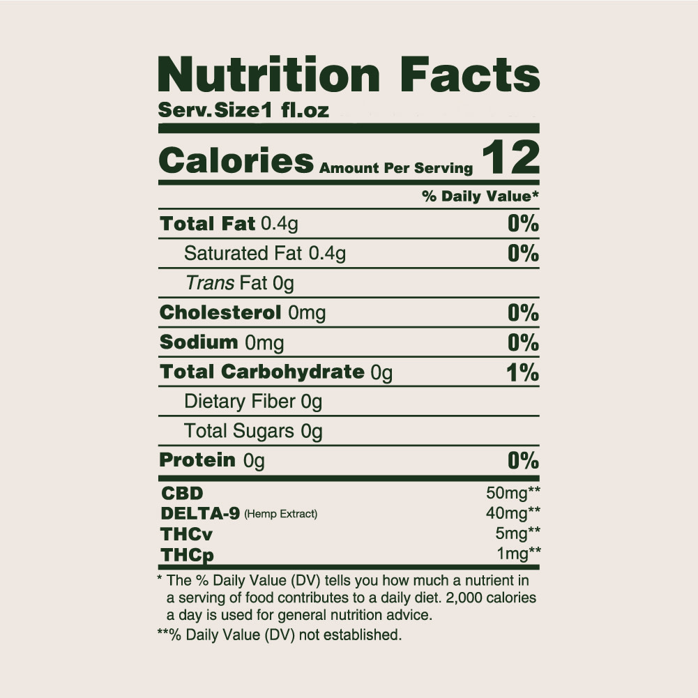 Hero Dose Nano Delta-9 THC Shot Nutrition Facts