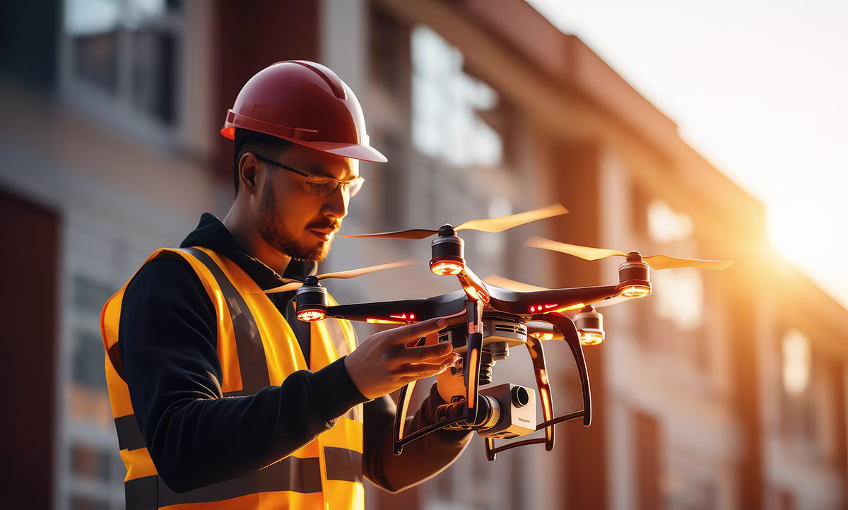 man inspecting a drone