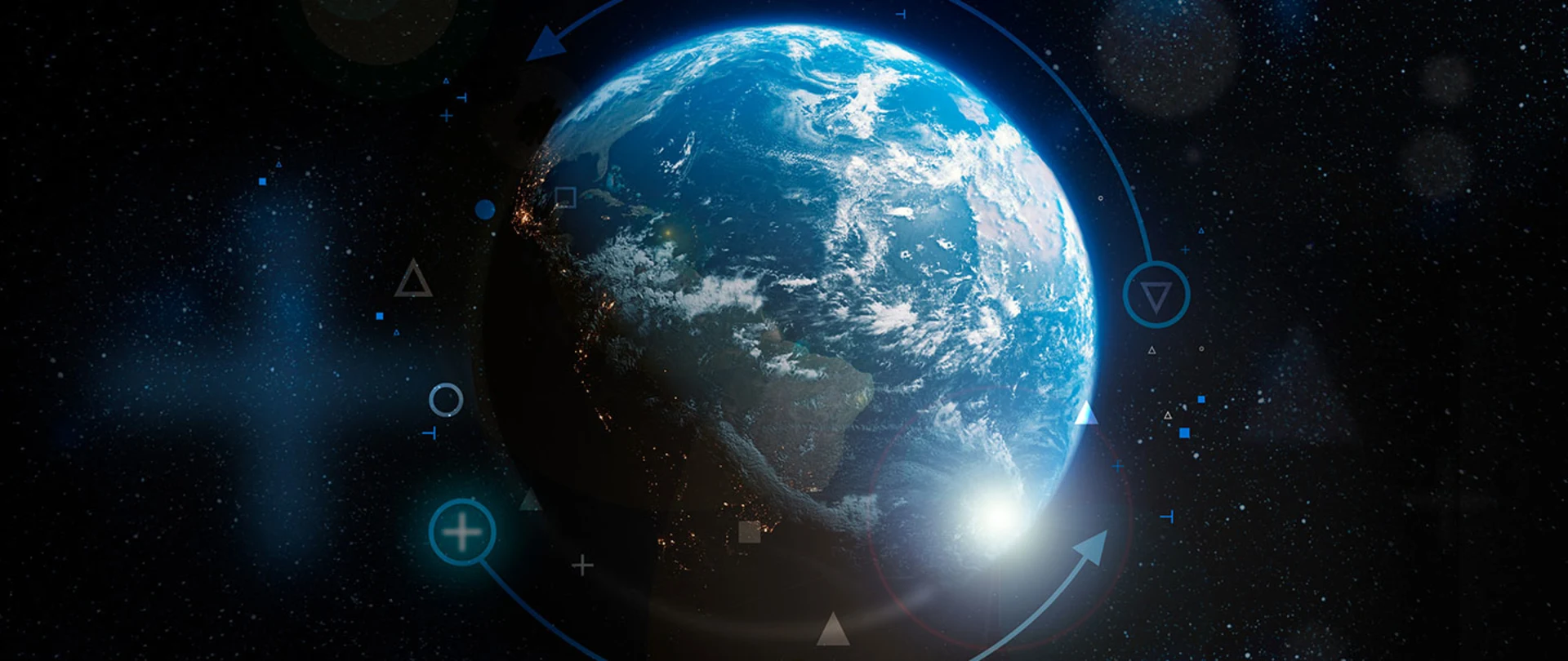 Earth from space showing gnss connectivity around the planet