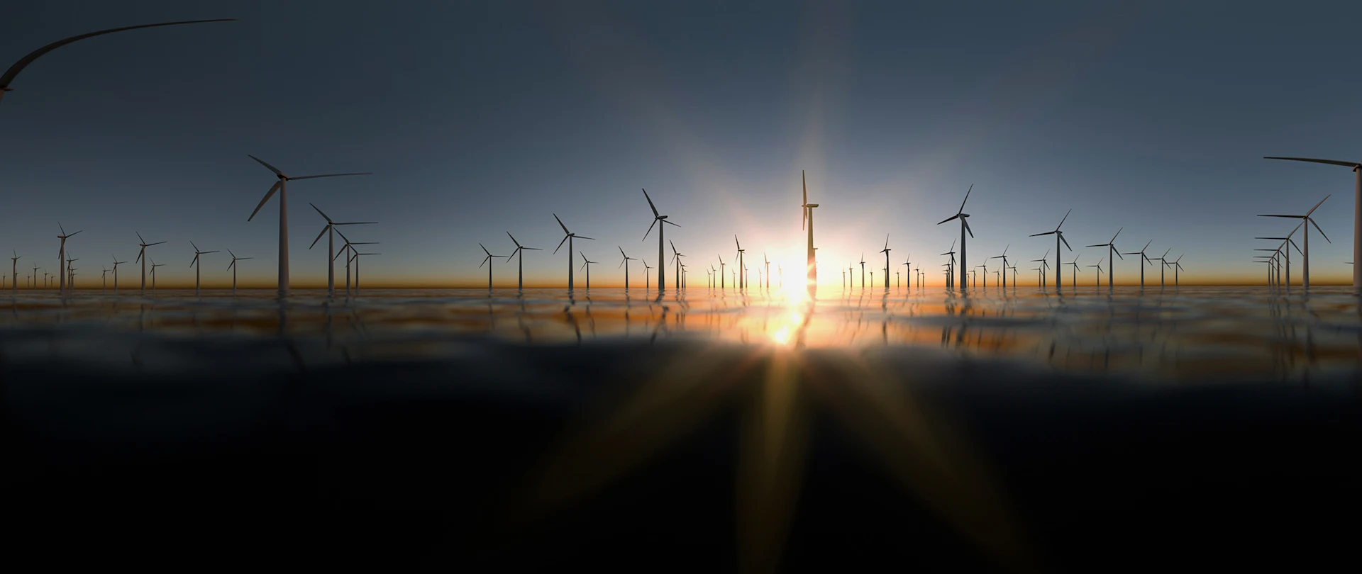 windmills in the middle off the coast