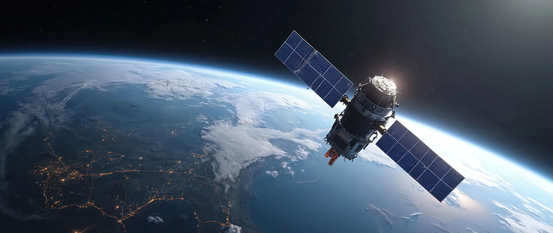 GNSS Satellite orbiting earth transmitting gps signals