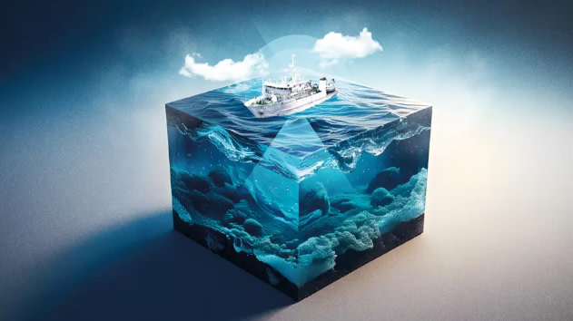 Survey vessel mapping the bottom of the ocean