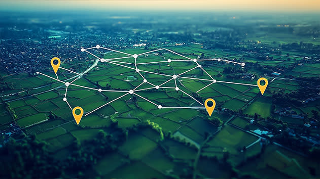Overview of a field being mapped by GIS software
