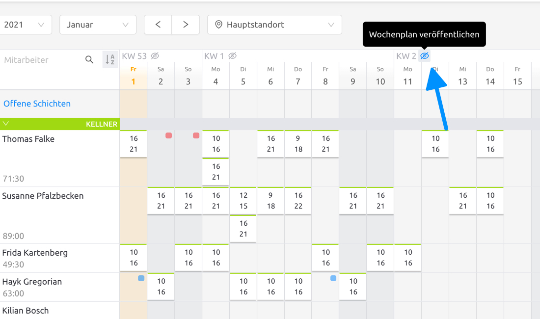 Monatsplan veröffentlichen