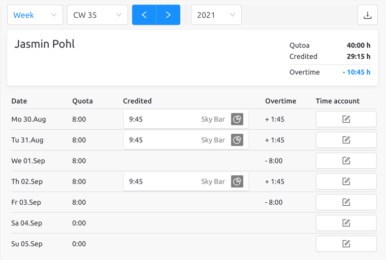 Timesheet Screenshot