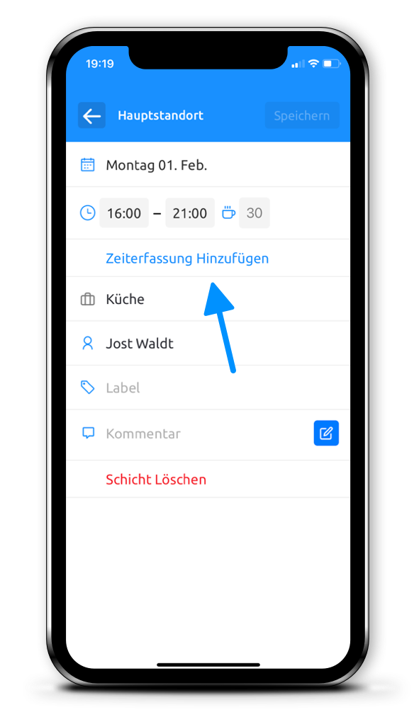 Zeiterfassung mobil (manuell) hinzufügen