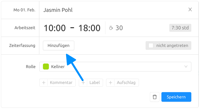 Zeiterfassung manuell hinzufügen