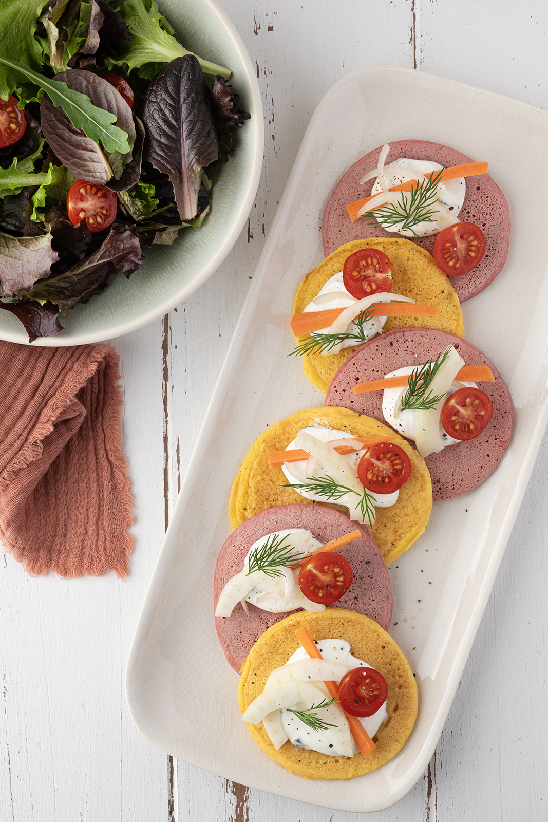 Pancakes aux légumes et lait de chèvre