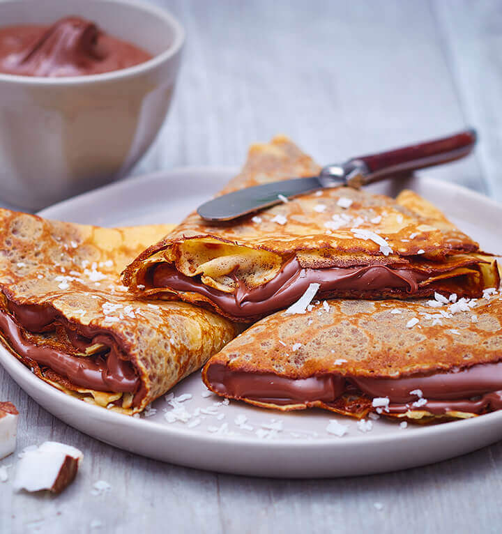 Crêpes moelleuses chocolat noix de coco
