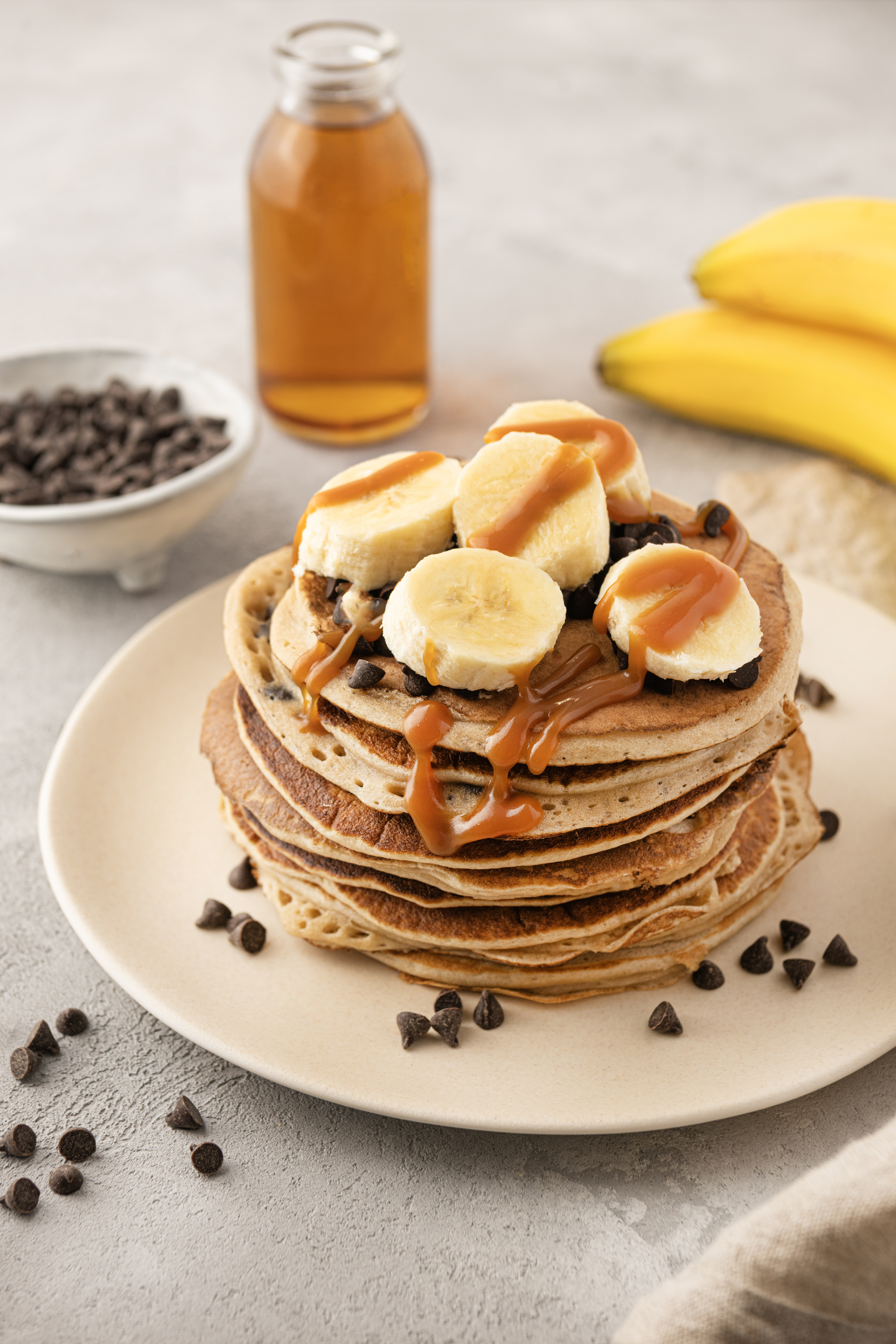 Pancakes protéinés aux pépites de chocolat et banane