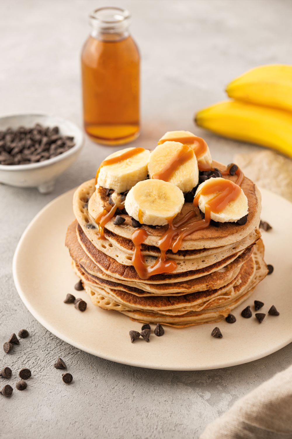 Pancakes protéinés aux pépites de chocolat et banane