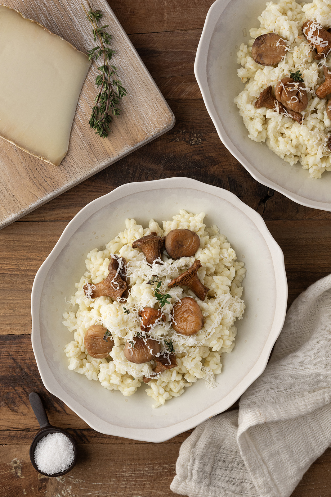 Risotto crémeux au lait de brebis, champignons et châtaignes