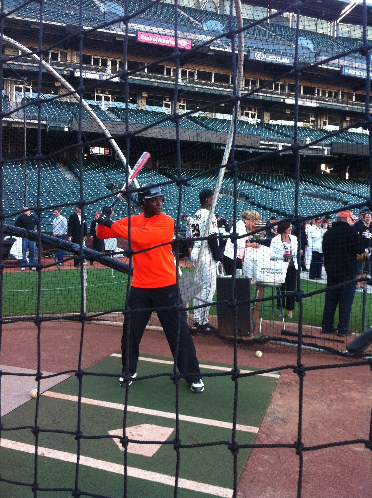Bertrand at batting practice