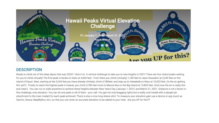 Hawaii Peaks Virtual Elevation Challenge