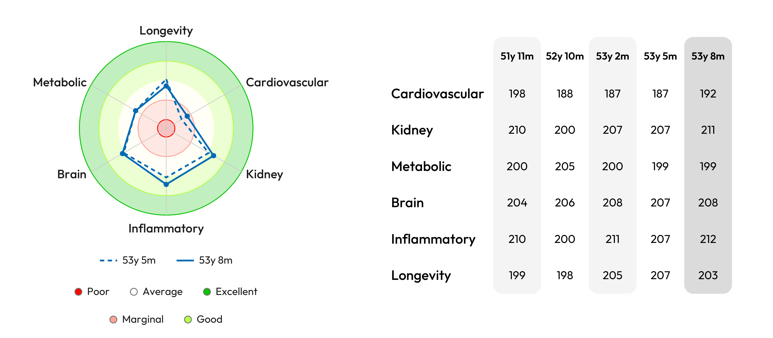 VHR sample: VOLO Score radar chart and score grid