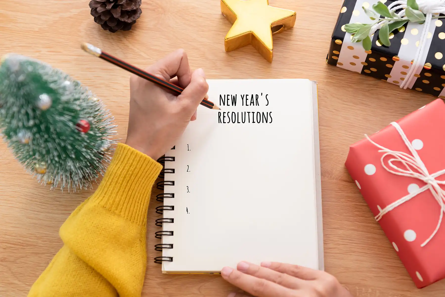Writing down New Year-s resolution