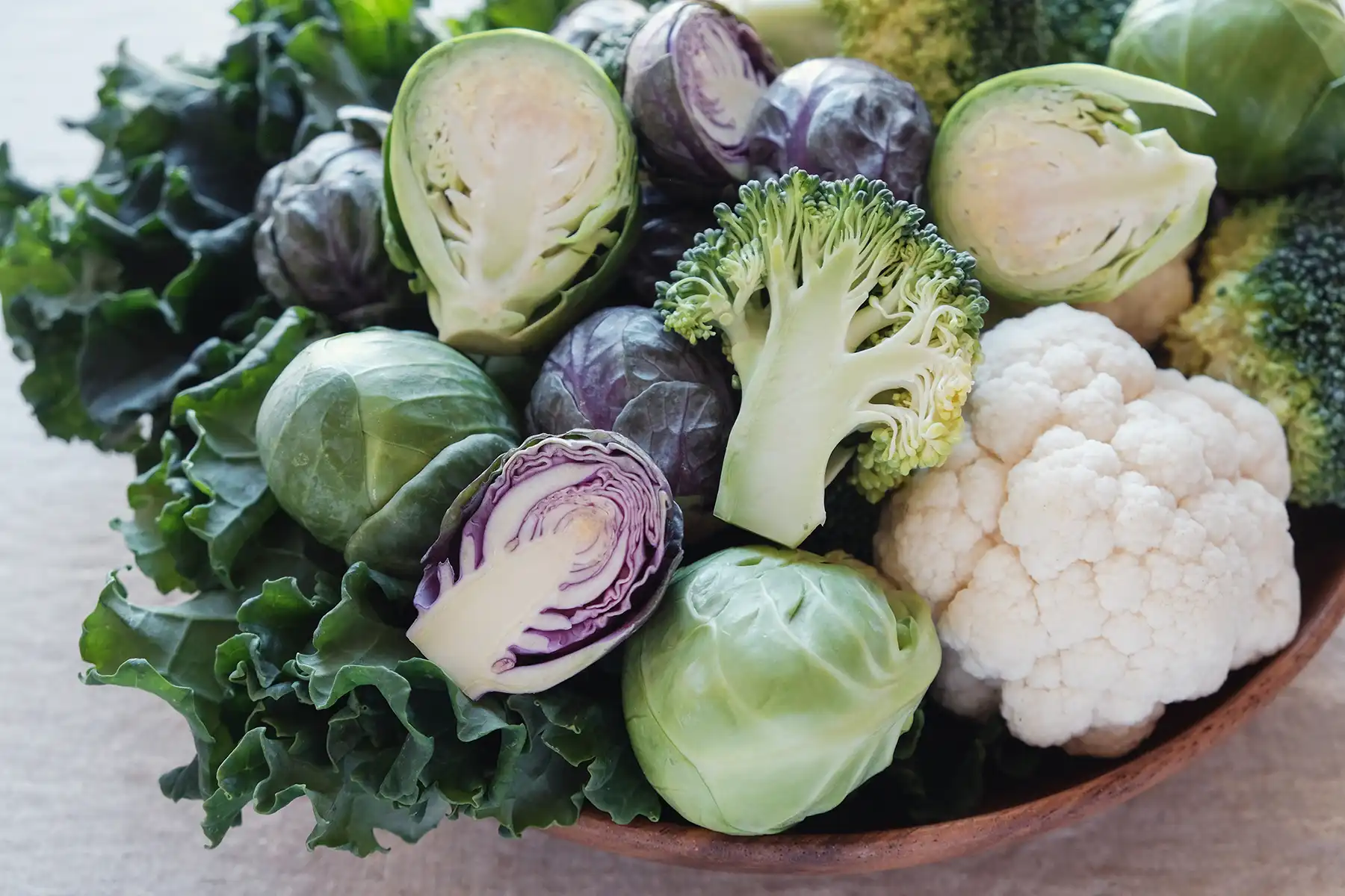 Cruciferous vegetables like brussels sprouts, broccoli, cauliflower, etc.