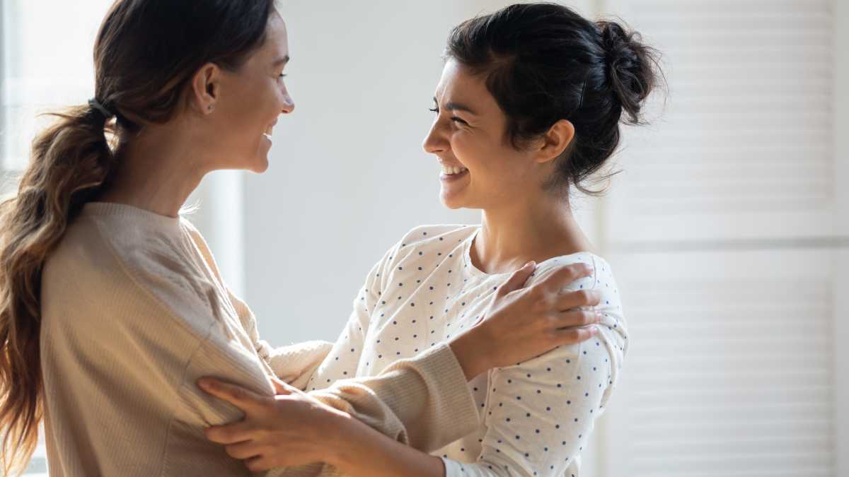 two women hugging