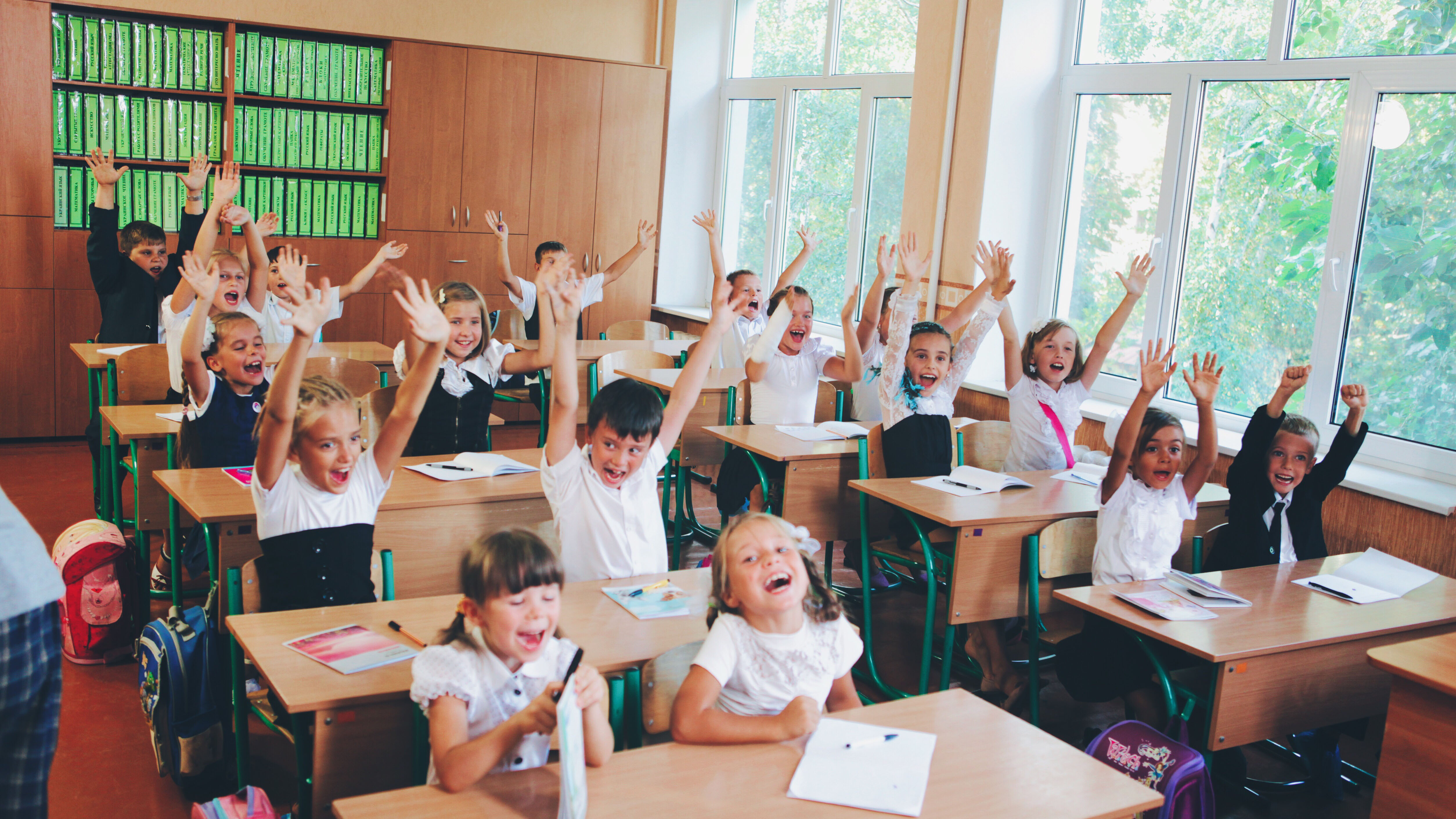 happy children in school
