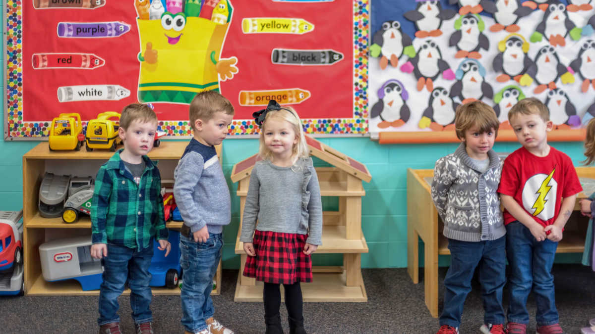preschool children in classroom