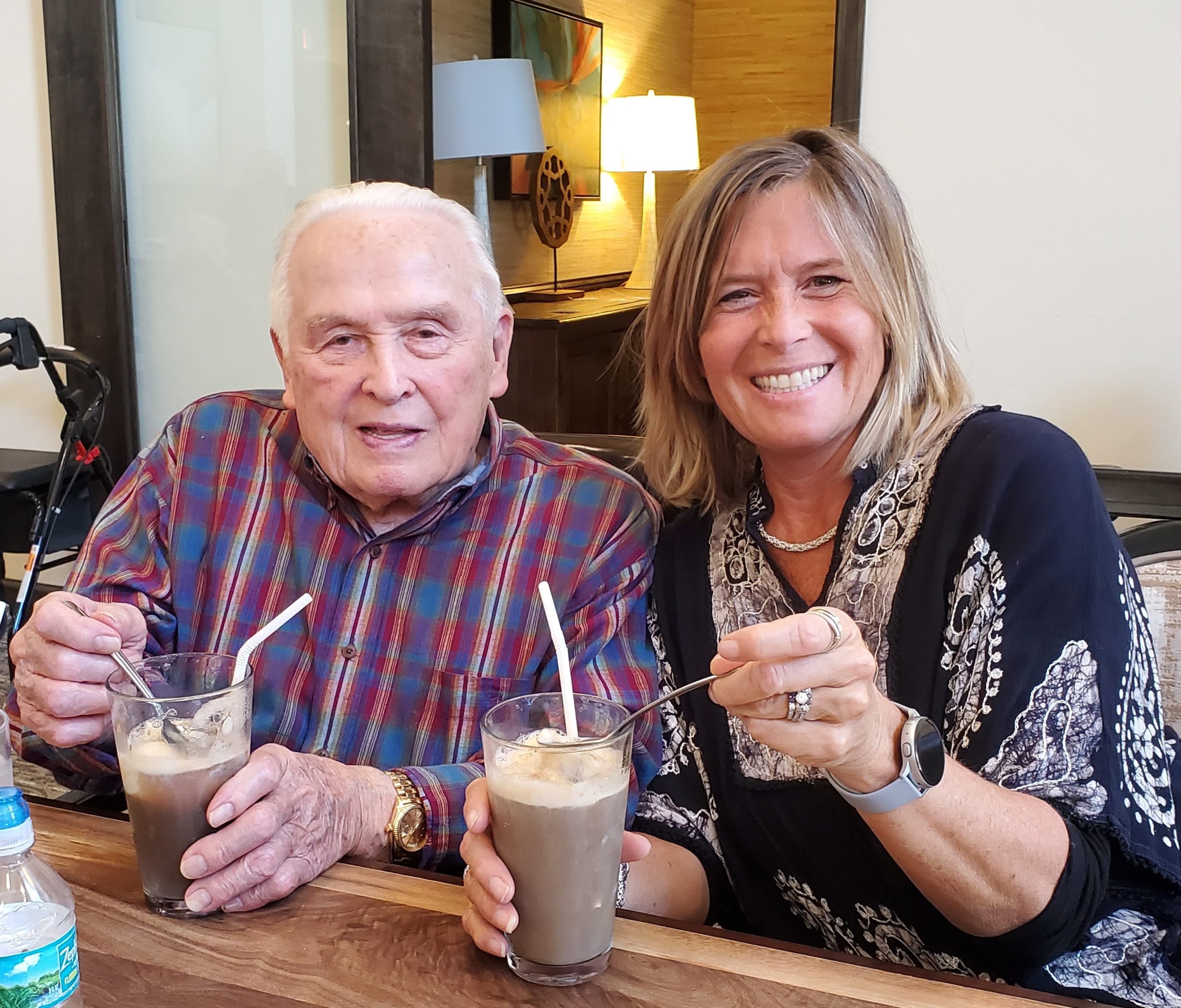 Anne and her birth dad enjoying root beer floats