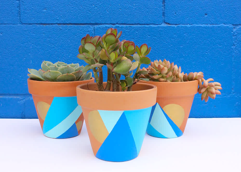 Diy Geometric Painted Pots Mom Com