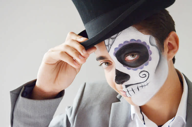day of the dead half face painting designs