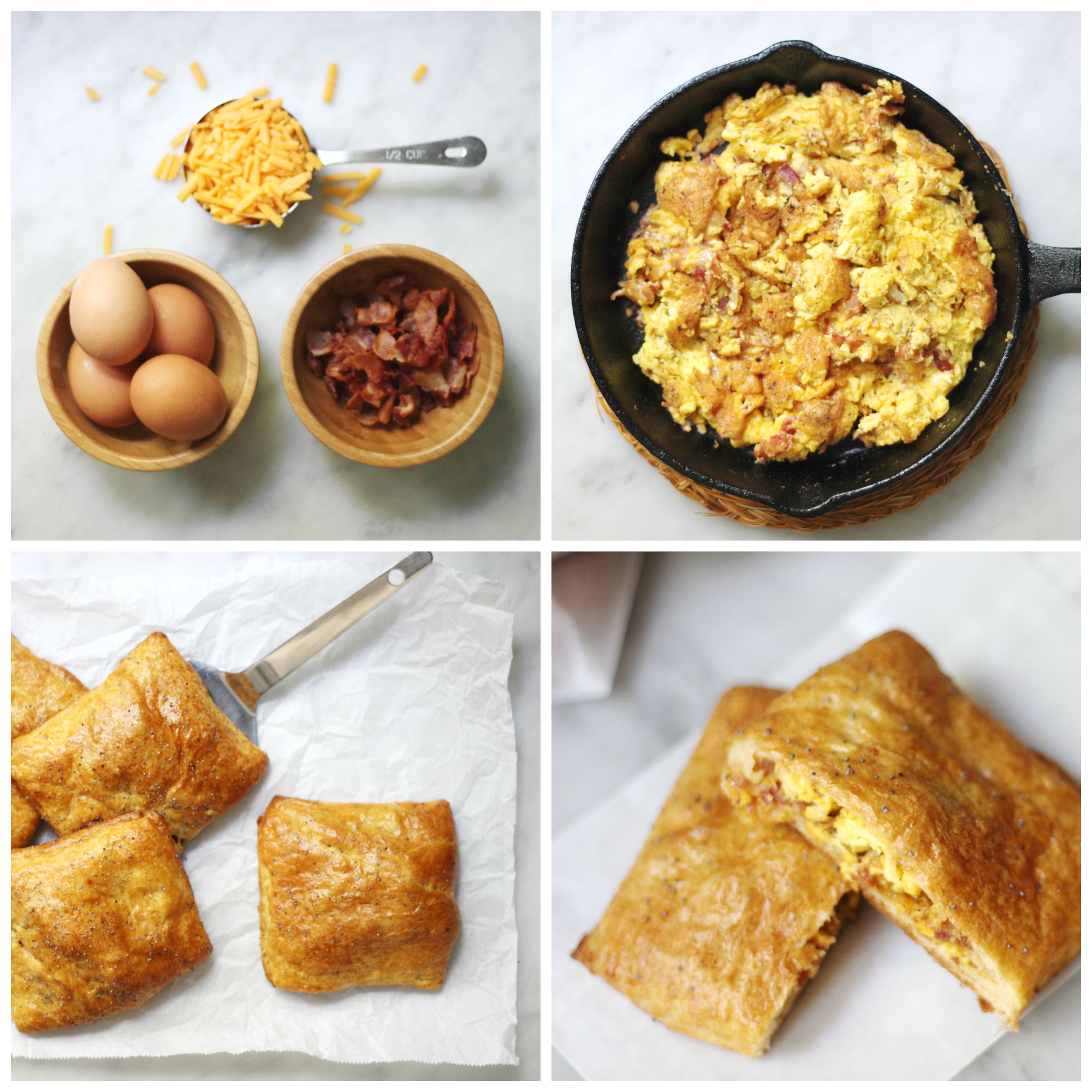 Quick and Easy Bacon, Egg and CheeseFilled "Pockets"