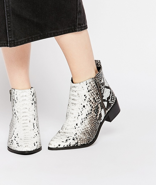 faux snakeskin ankle booties