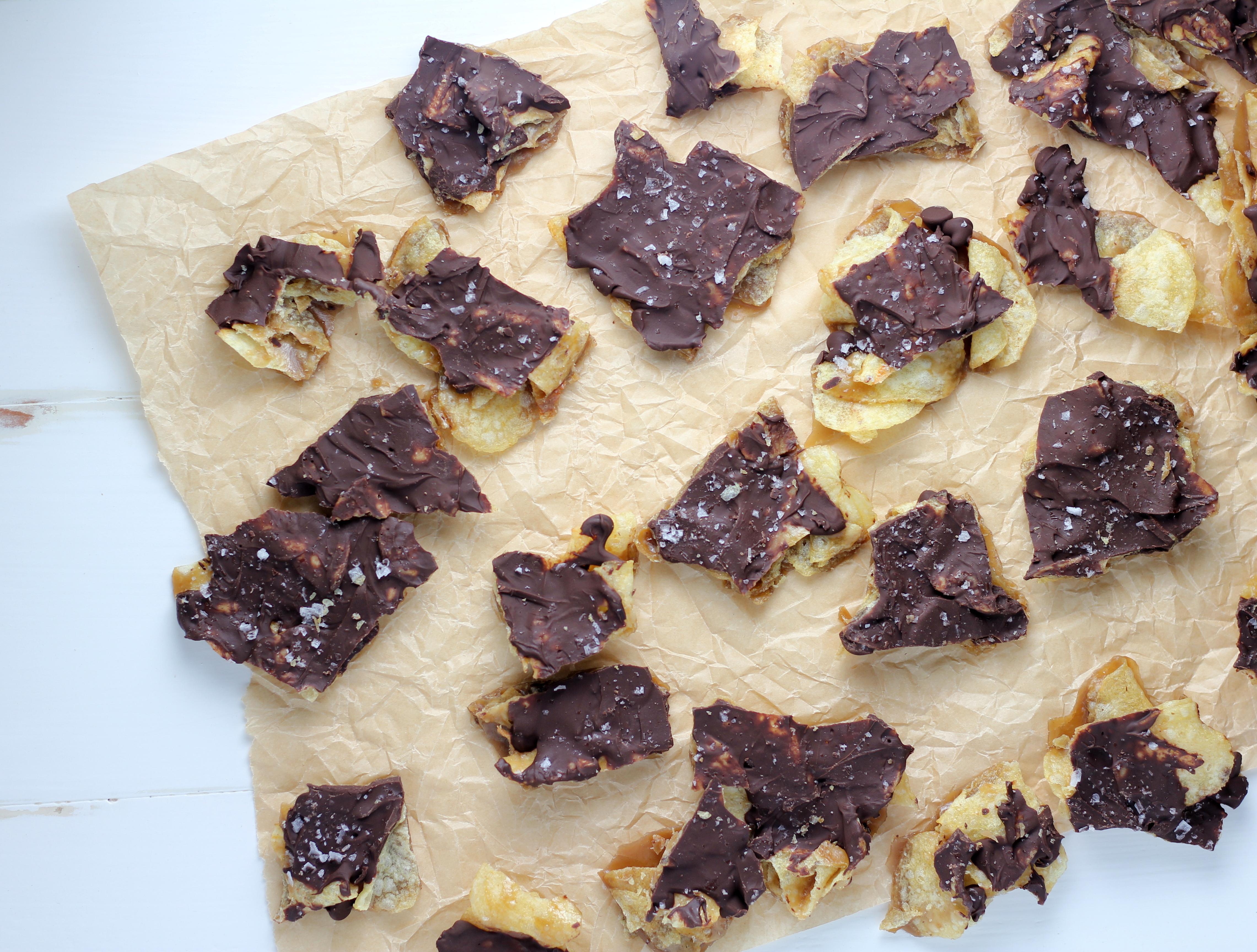 Chocolate Caramel Potato Chip Bark