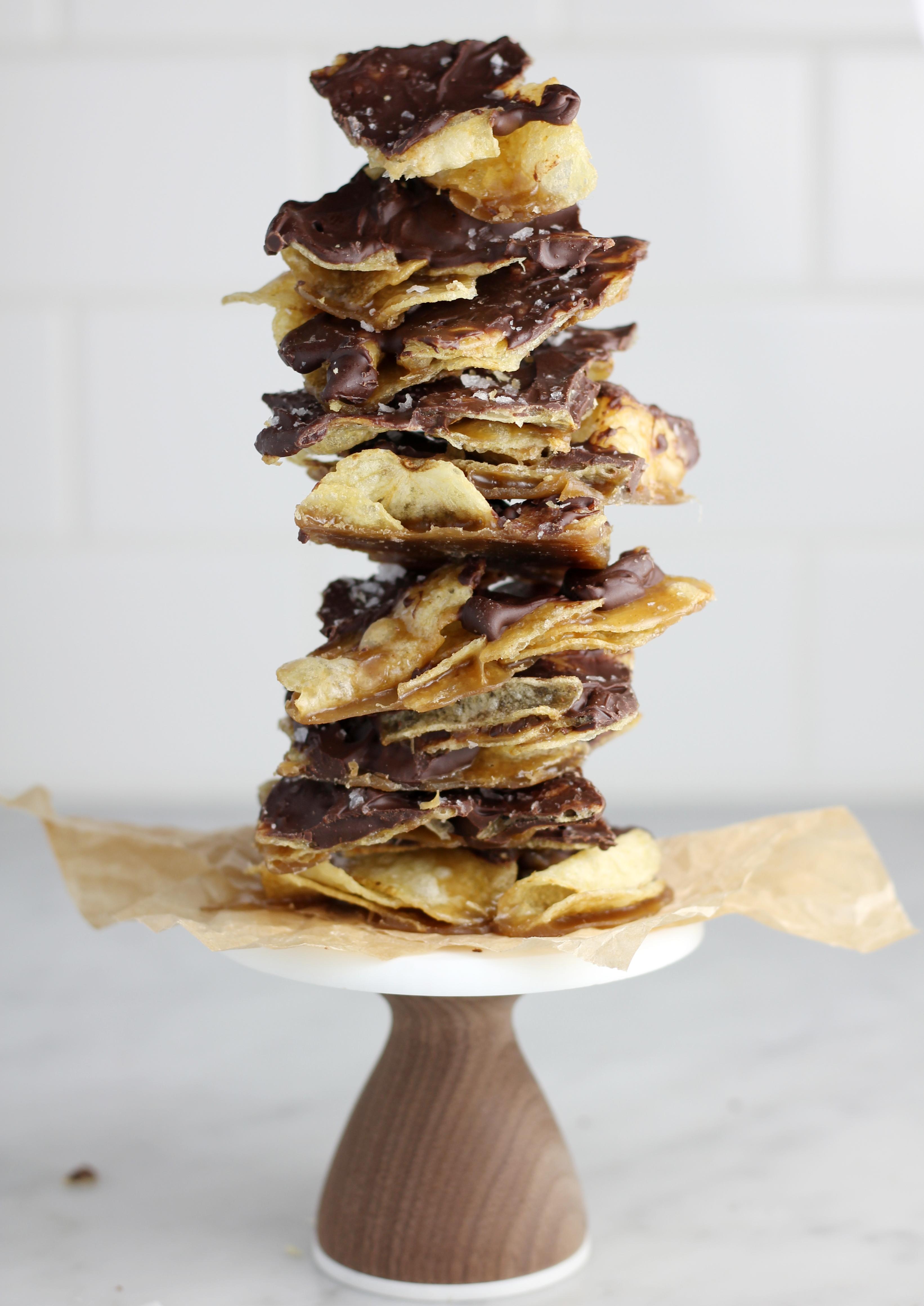 Chocolate Caramel Potato Chip Bark