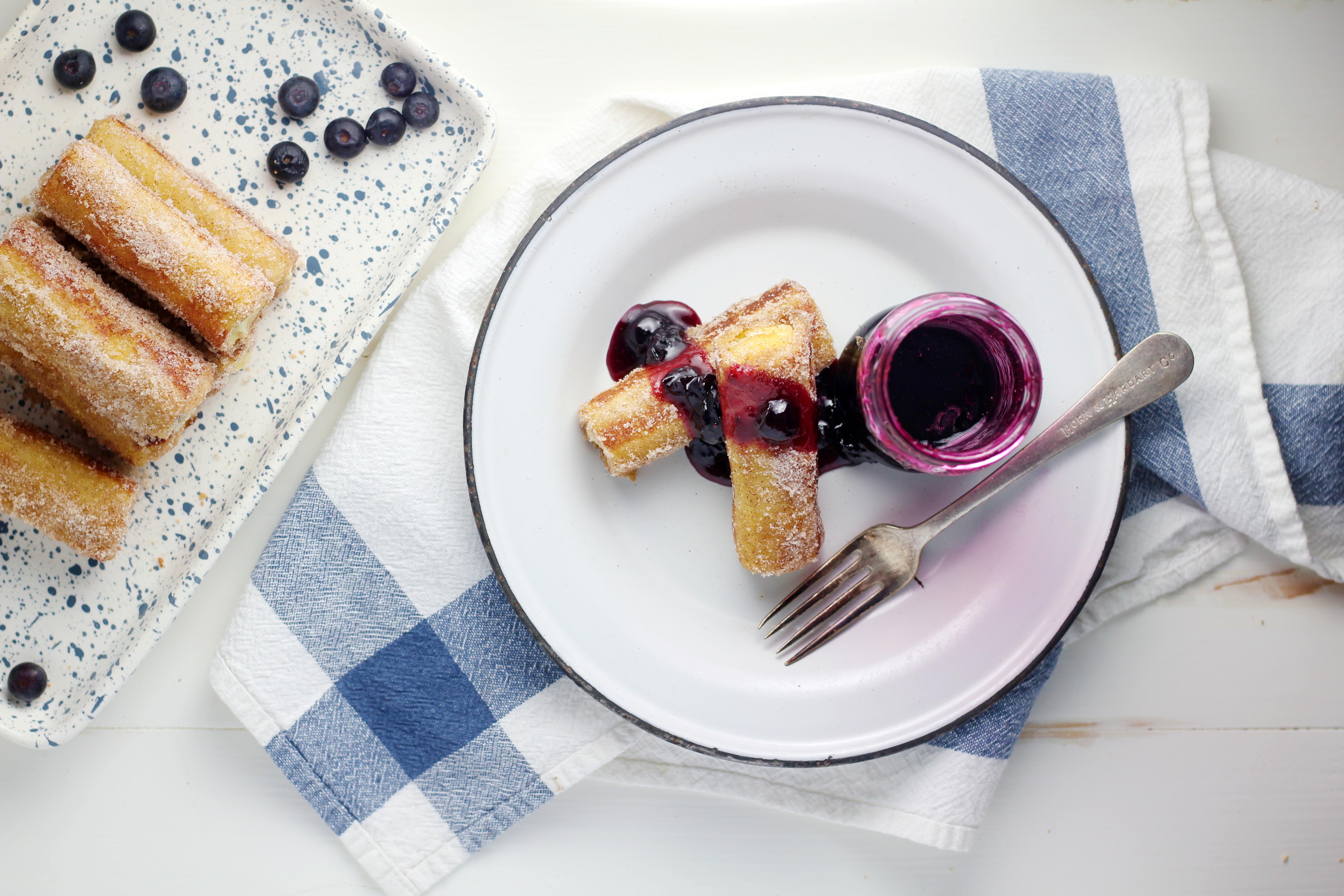 Blueberry French Toast RollUps With Quick Blueberry Syrup