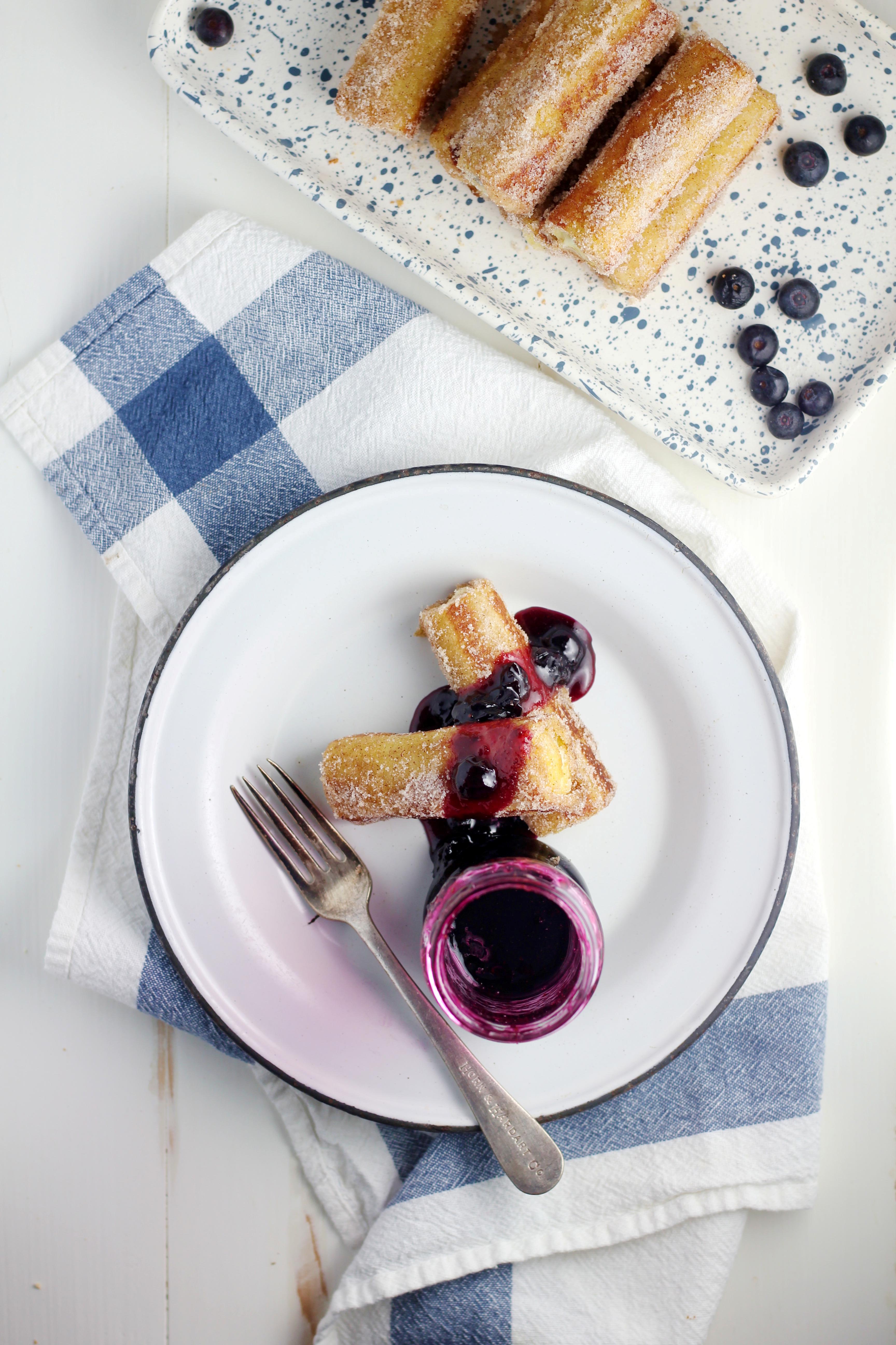 Blueberry French Toast RollUps With Quick Blueberry Syrup
