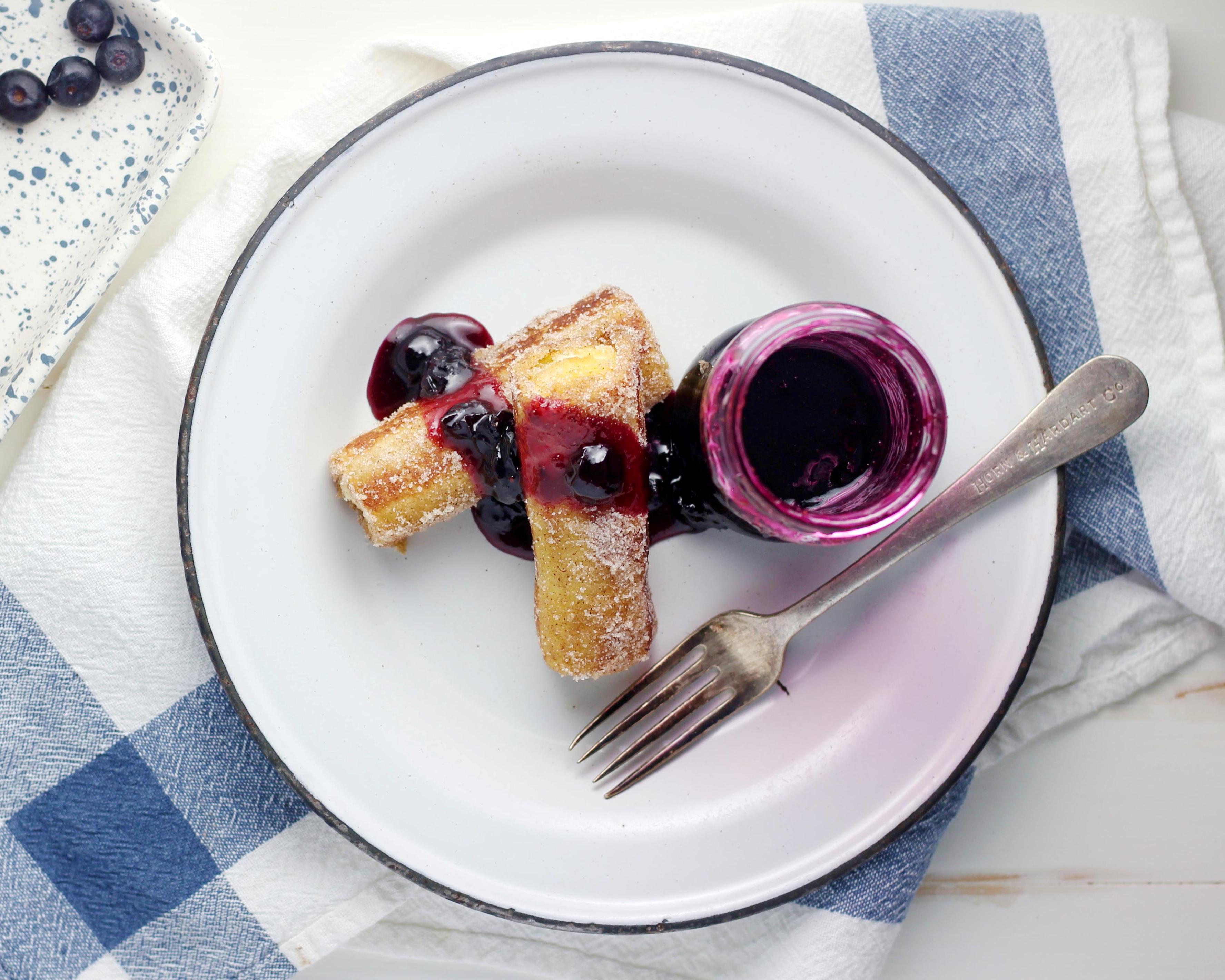 Blueberry French Toast RollUps With Quick Blueberry Syrup