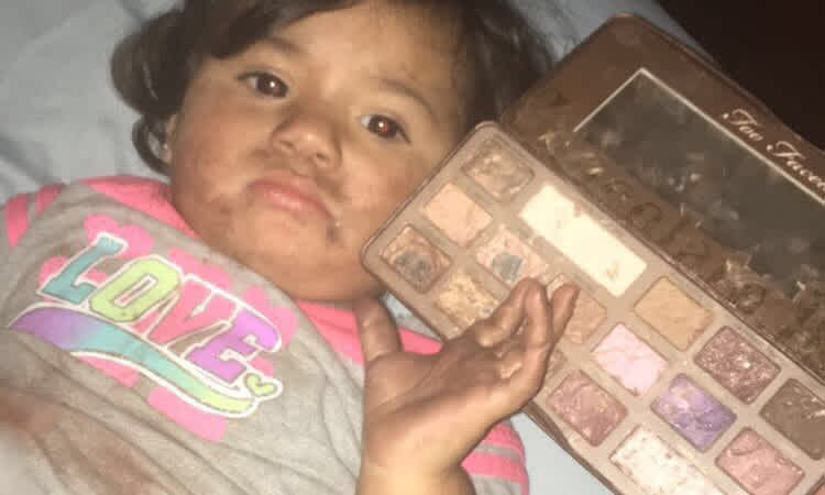 Toddler Caught Eating Chocolate-Themed Makeup and Her Face Is Priceless |