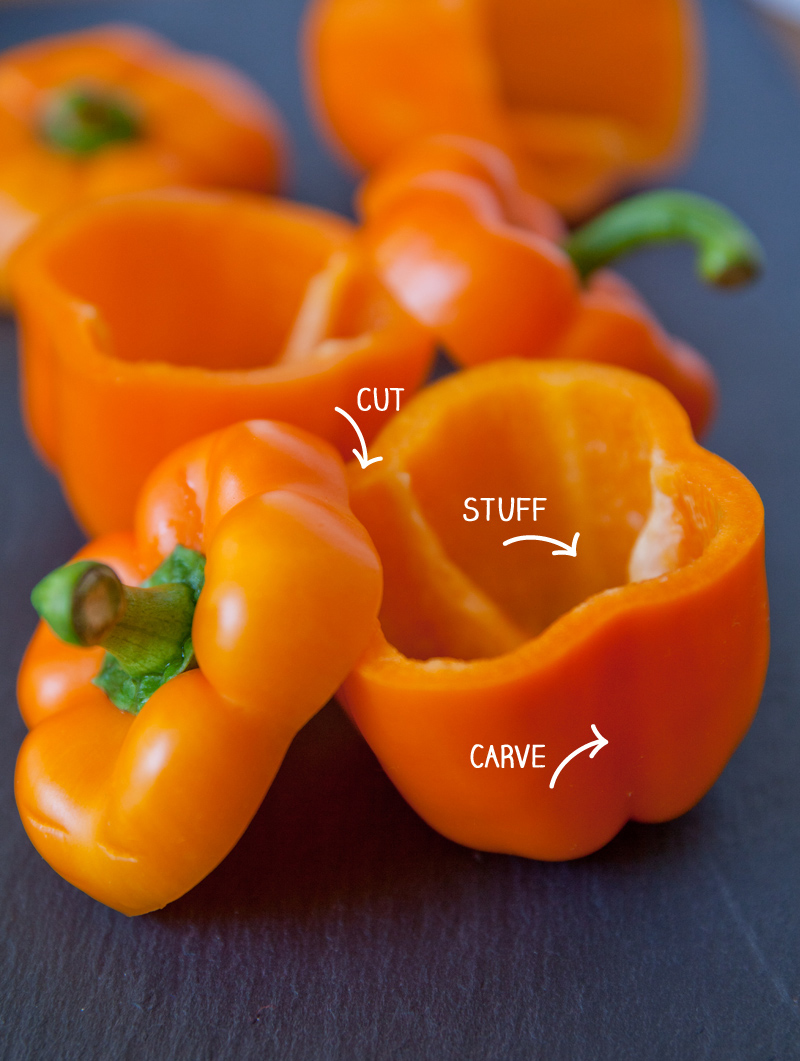 Halloween Stuffed Pepper Pumpkins