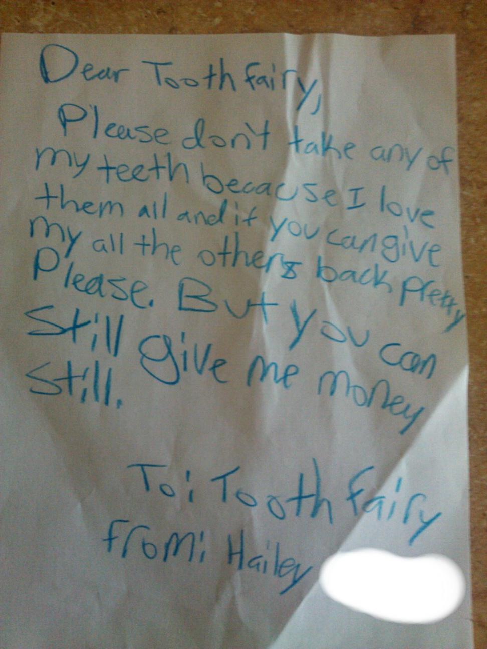 letters from the toothfairy