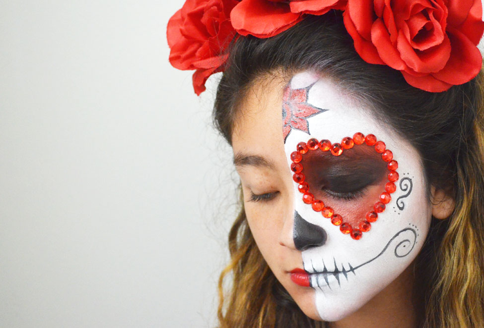 day of the dead girl half face paint