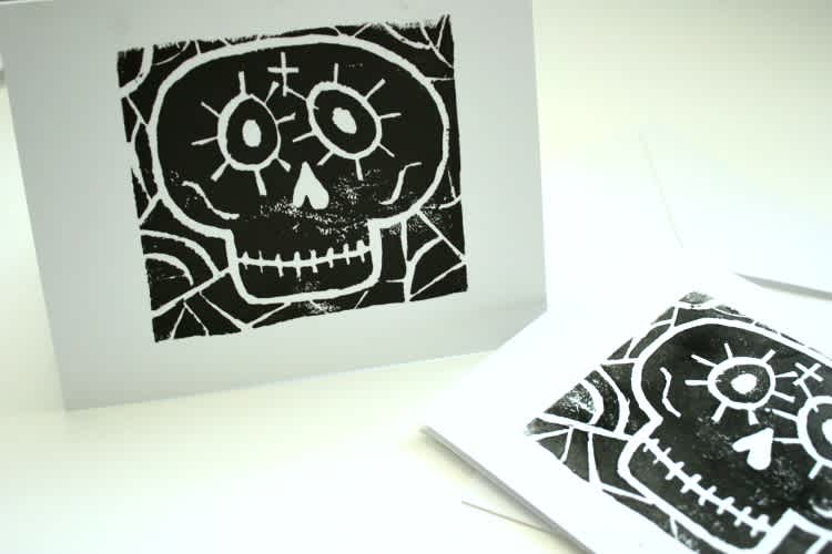 Day of the Dead stamps illustrated, designed by Mexican artist