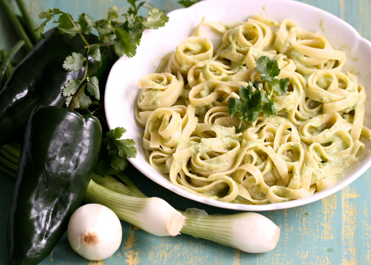 Fettuccine with Poblano Alfredo