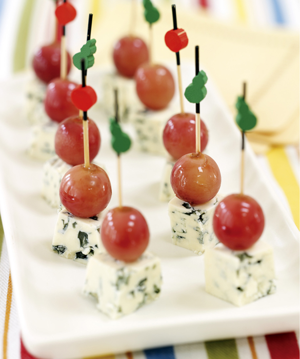 Pickled Grape and Blue Cheese Skewers