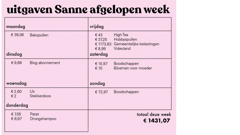 Poenpraat uitgaven Sanne