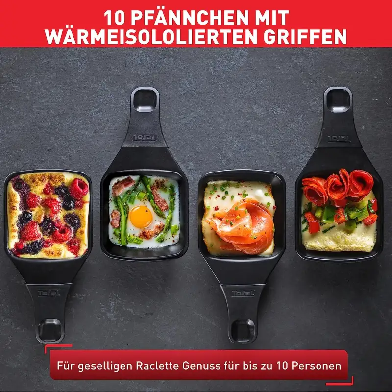 Tefal Raclette Grill für 10 Personen - Bild der Pfannen