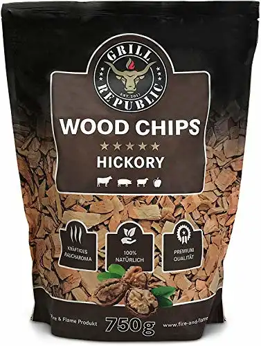 Premium Hickory Räucherchips für optimales Raucharoma beim Grillen | 100% Natürliches Smoker-Holz geeignet für Kugel-, Stand- und Gas-Grill | Extra große 750 Räucherchips Testsieger - 3