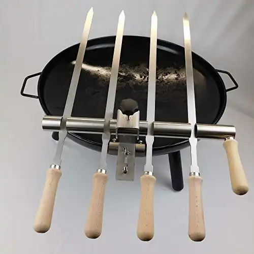 SCHILLING Fischgrilltechnik/Steckerlfisch Halter/Feuerschale/Edelstahlspieße / 4 Fische - 5