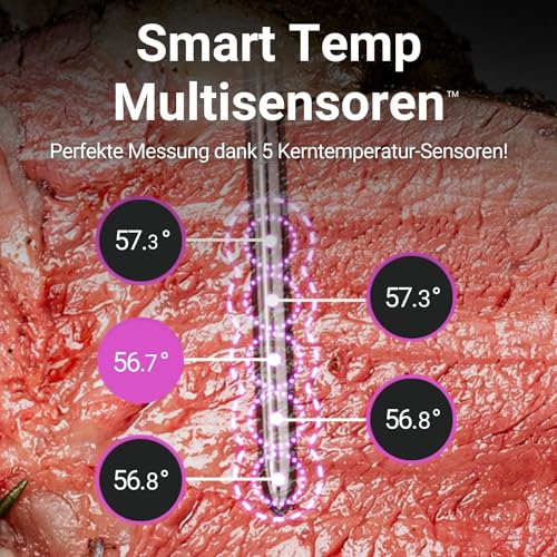 [Neu] MEATER 2 Plus: Das Smarte Fleischthermometer der Nächsten Generation, Hitzebeständig bis 550°C, Hohe Reichweite, 100% Wasserdicht, Multi-Sensor Technologie, für Küche und Grill - 2